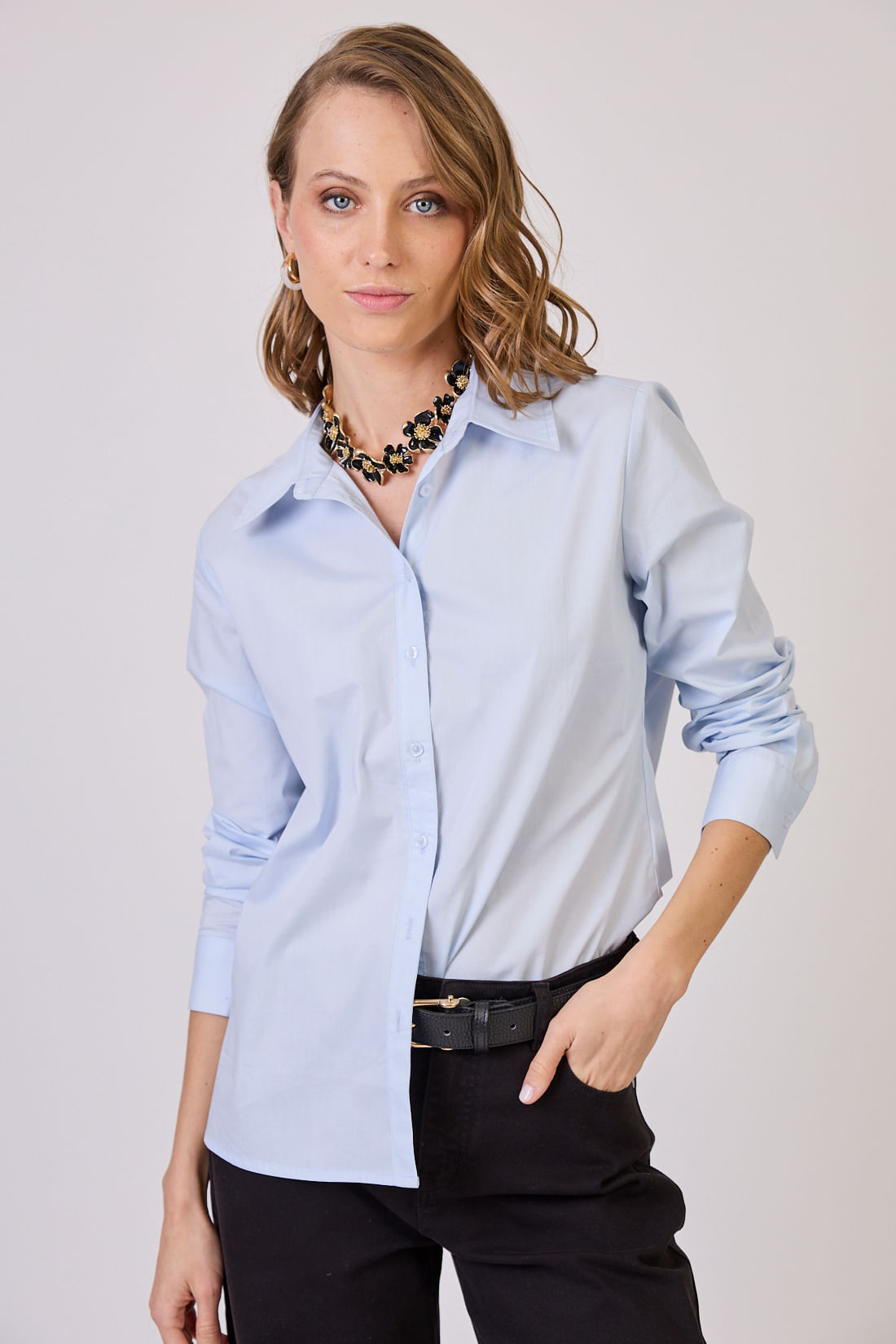 Blusa Mujer Lisa Celeste