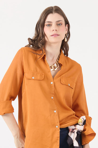 Blusa Mujer Lyocell Naranjo
