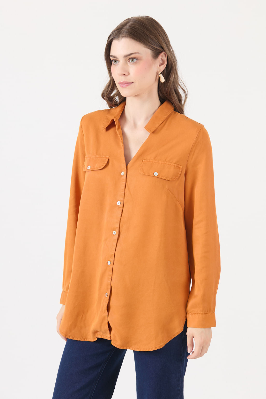 Blusa Mujer Lyocell Naranjo