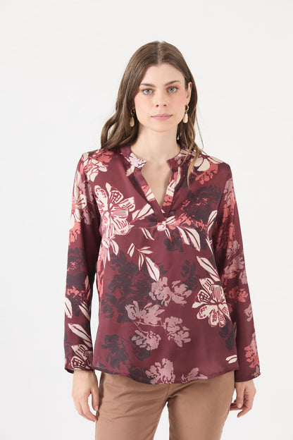 Blusa Mujer Estamplado Burdeo