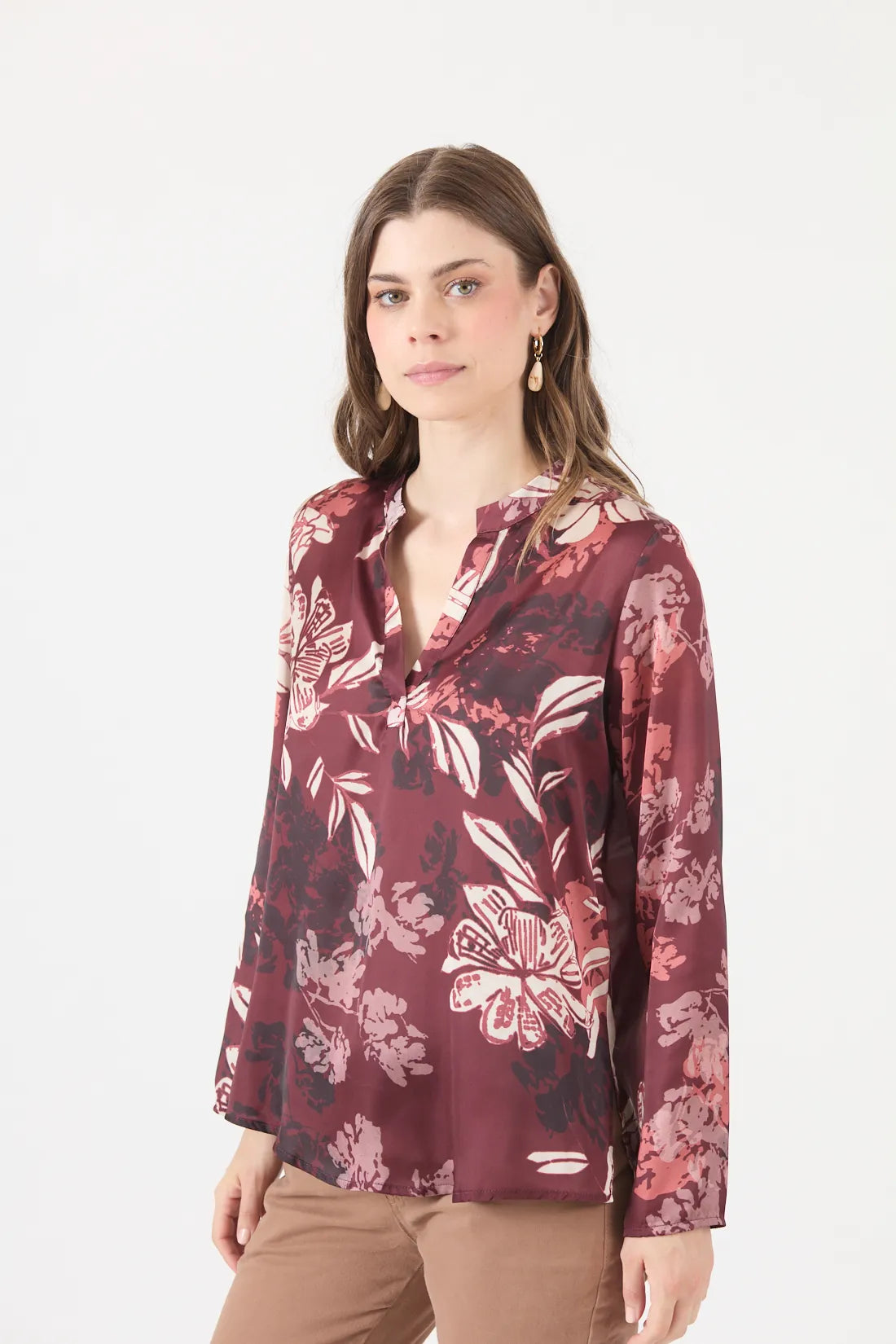 Blusa Mujer Estamplado Burdeo