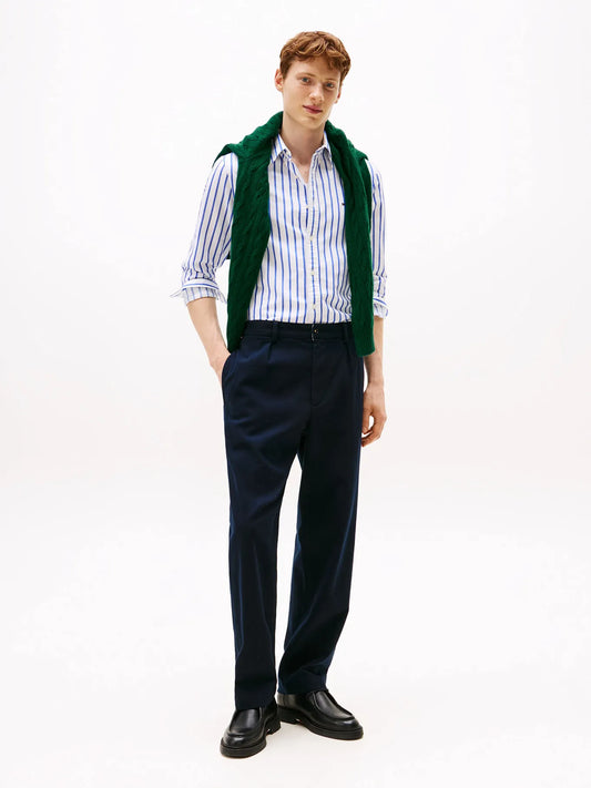 Camisa Hombre De Rayas Heritage Regular Fit Blanca/Azul