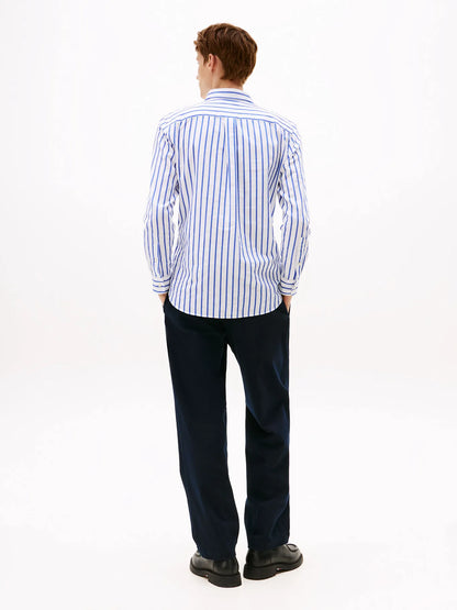 Camisa Hombre De Rayas Heritage Regular Fit Blanca/Azul