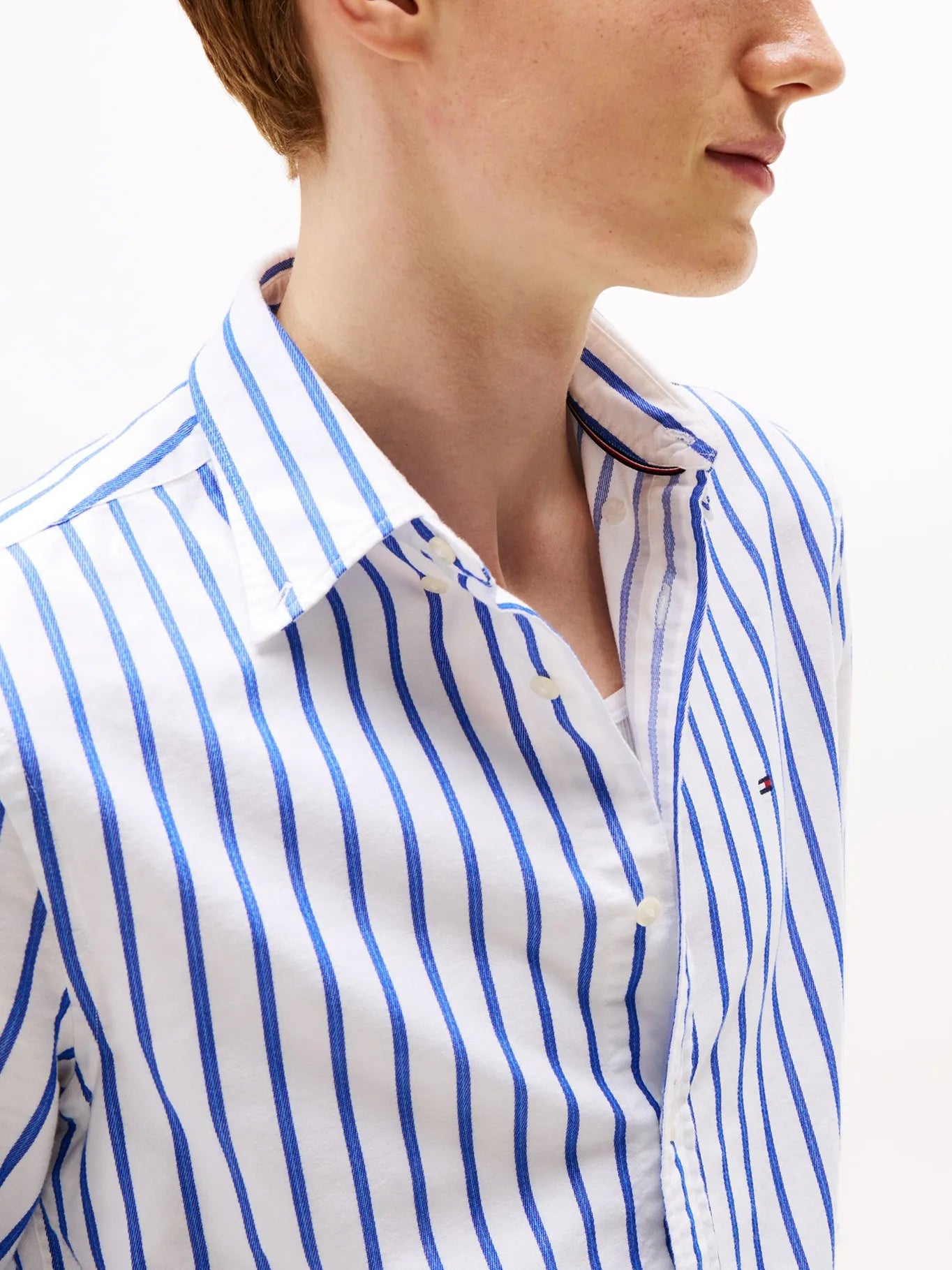 Camisa Hombre De Rayas Heritage Regular Fit Blanca/Azul