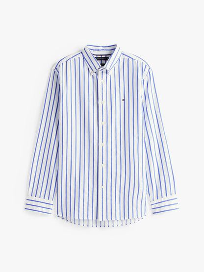 Camisa Hombre De Rayas Heritage Regular Fit Blanca/Azul