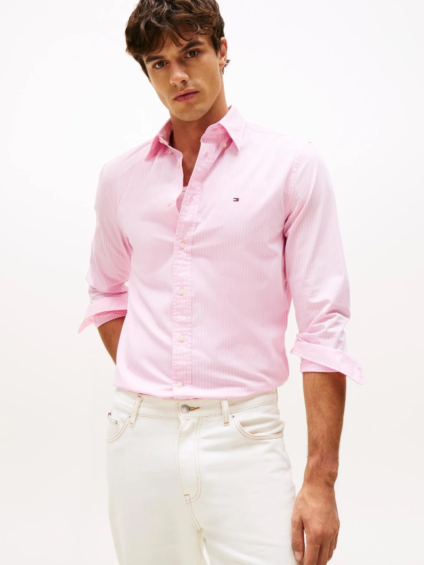 Camisa Hombre Core De Popelín Regular Fit Rosada