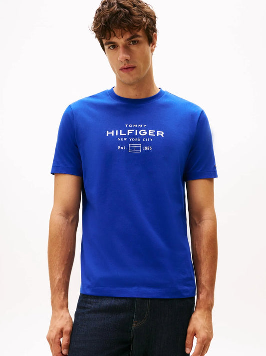 Polera Hombre Stack Graphic Regular Fit Azul Electrico