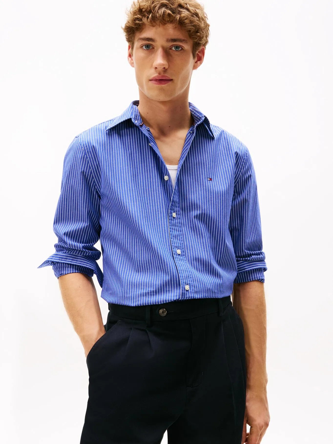 Camisa Hombre Core De Popelín Regular Fit Azul