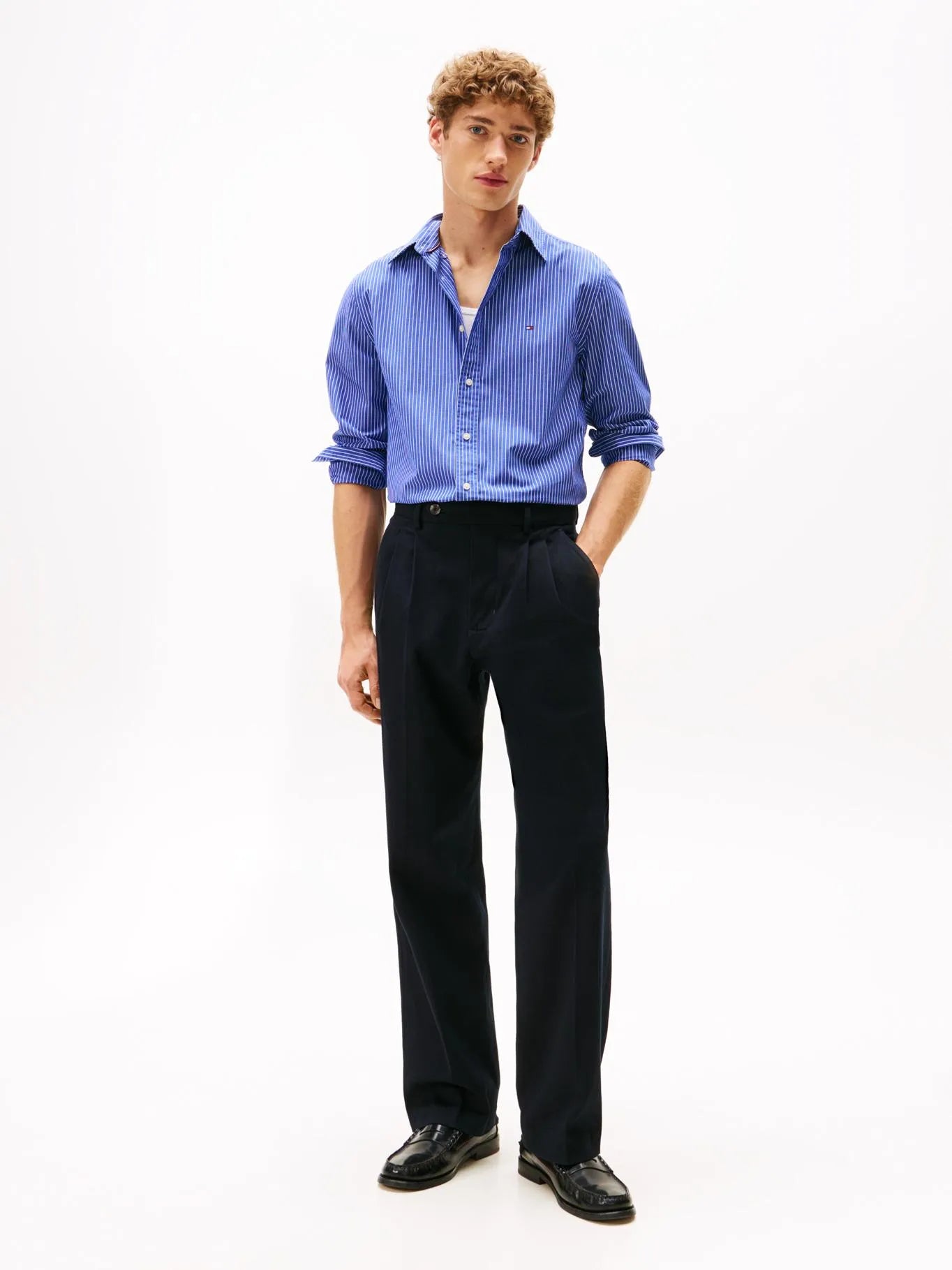 Camisa Hombre Core De Popelín Regular Fit Azul