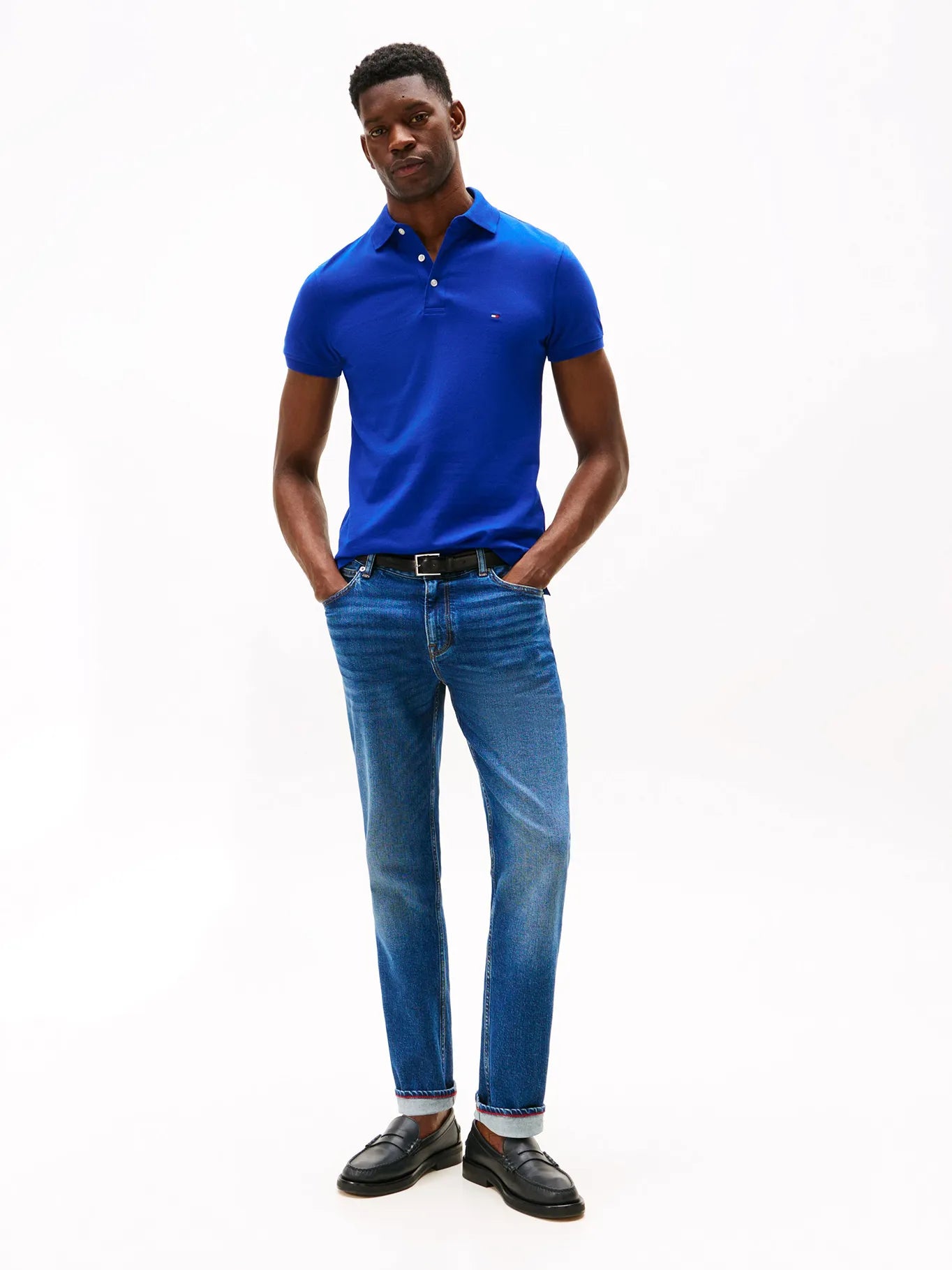 Polera Hombre Polo Im Collection 1985 Slim Fit Azul Eléctrico