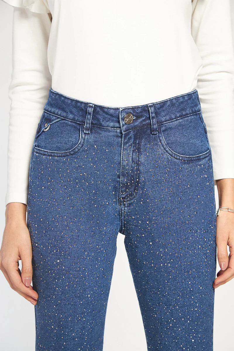 Jeans Mujer Mom Strass 4725