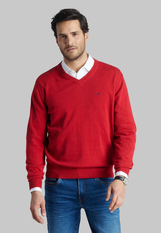 sweater-hombre-v-neck-melange-red