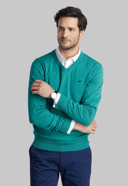 sweater-hombre-v-neck-solido-green