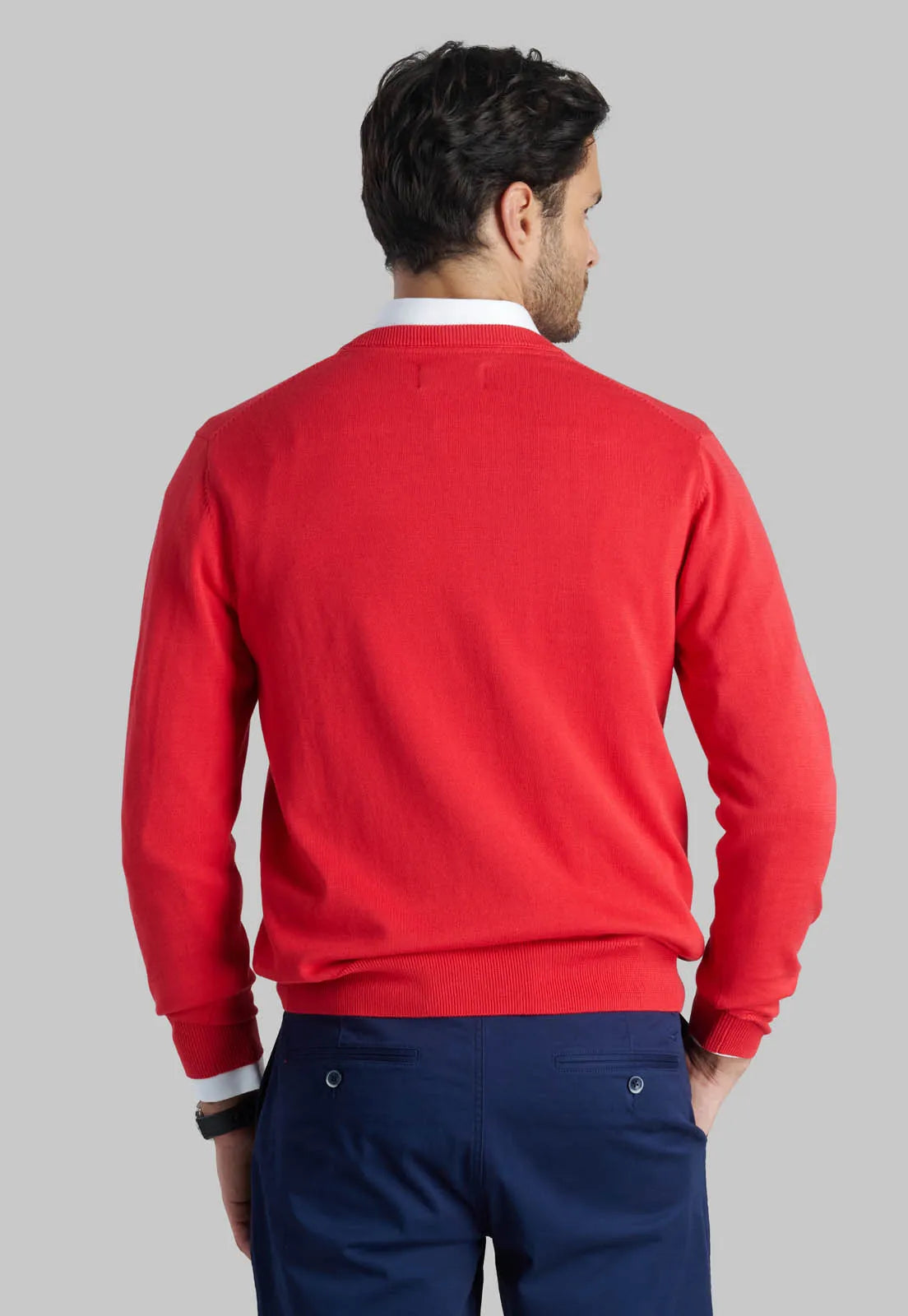 Sweater V Hombre Neck Solido Dk Coral