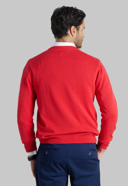 Sweater V Hombre Neck Solido Dk Coral