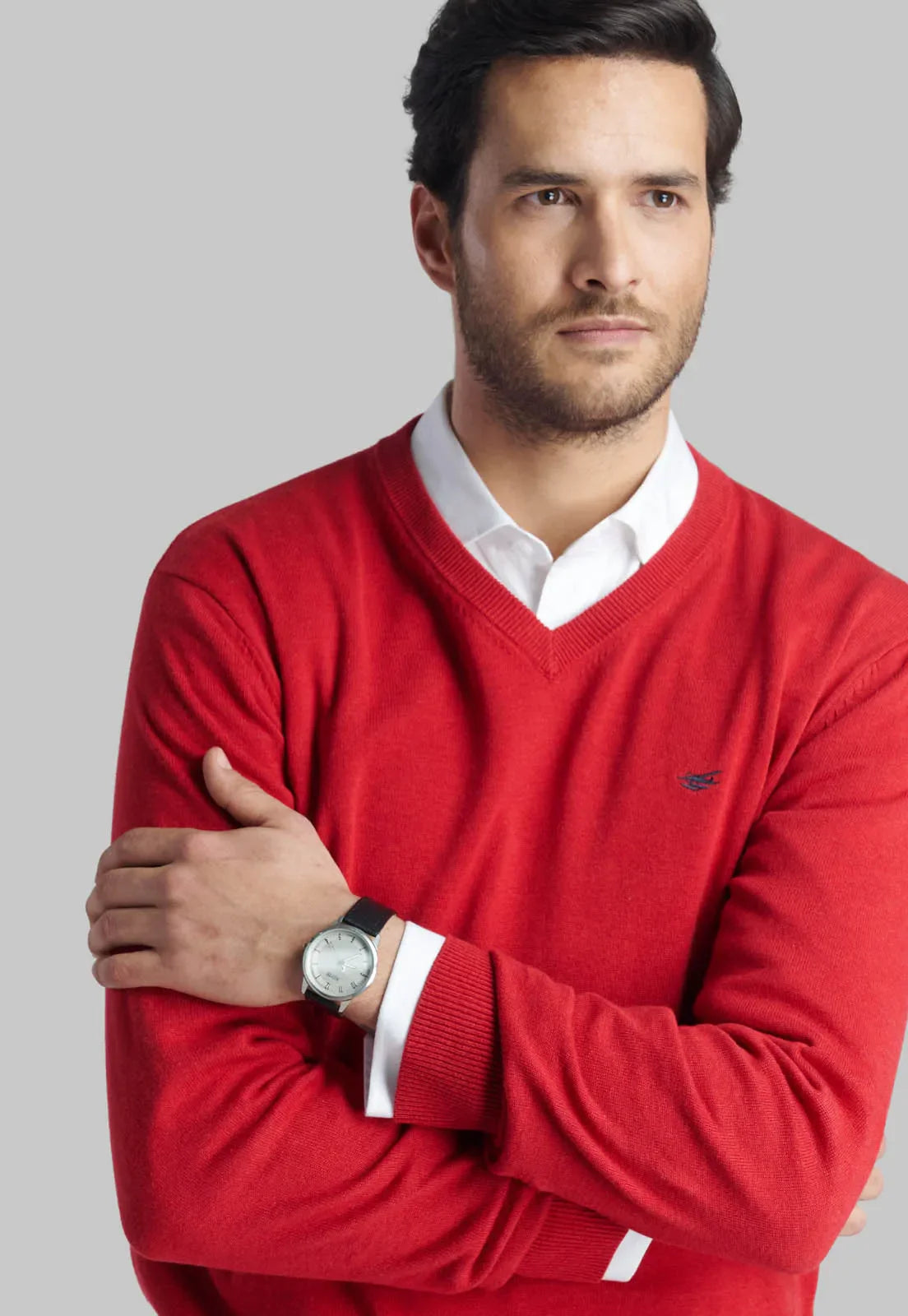 sweater-hombre-v-neck-melange-red