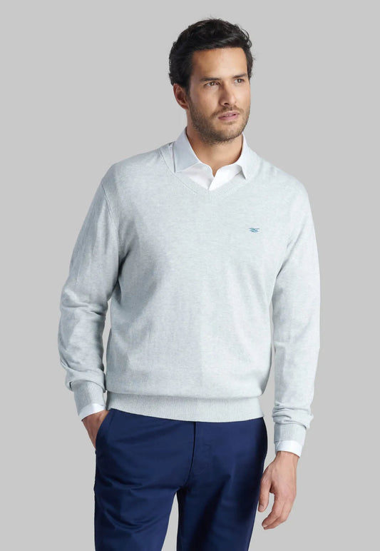 sweater-hombre-v-neck-melange-lt-grey