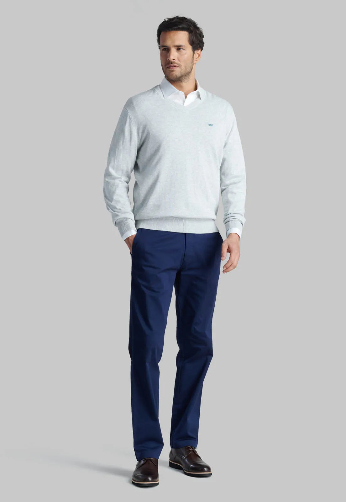 sweater-hombre-v-neck-melange-lt-grey