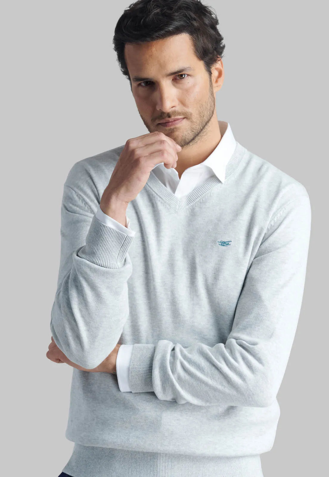 sweater-hombre-v-neck-melange-lt-grey