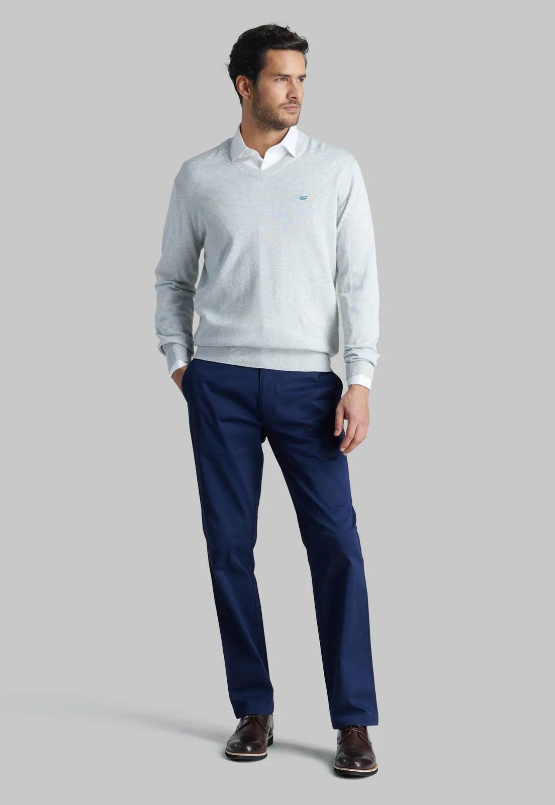 sweater-hombre-v-neck-melange-lt-grey