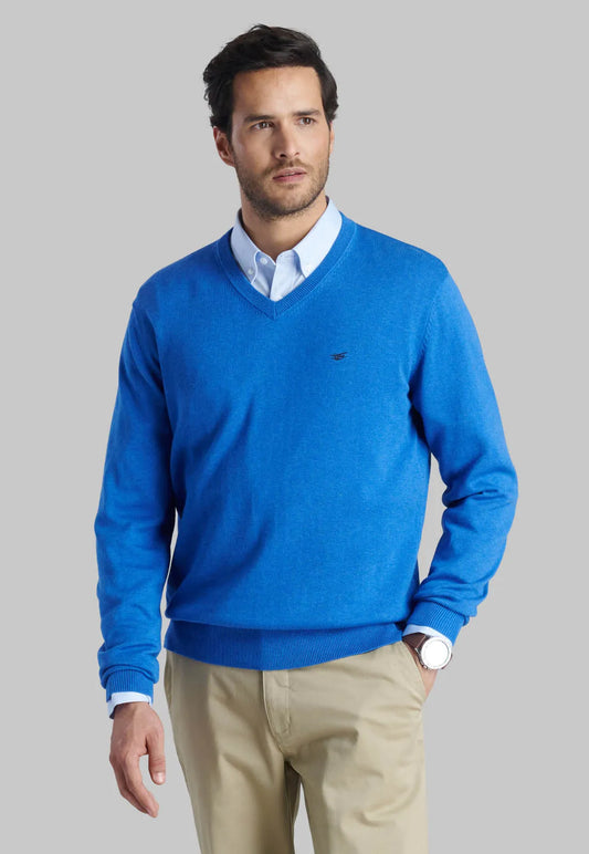 sweater-hombre-v-neck-melange-royal