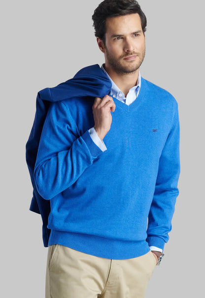 sweater-hombre-v-neck-melange-royal