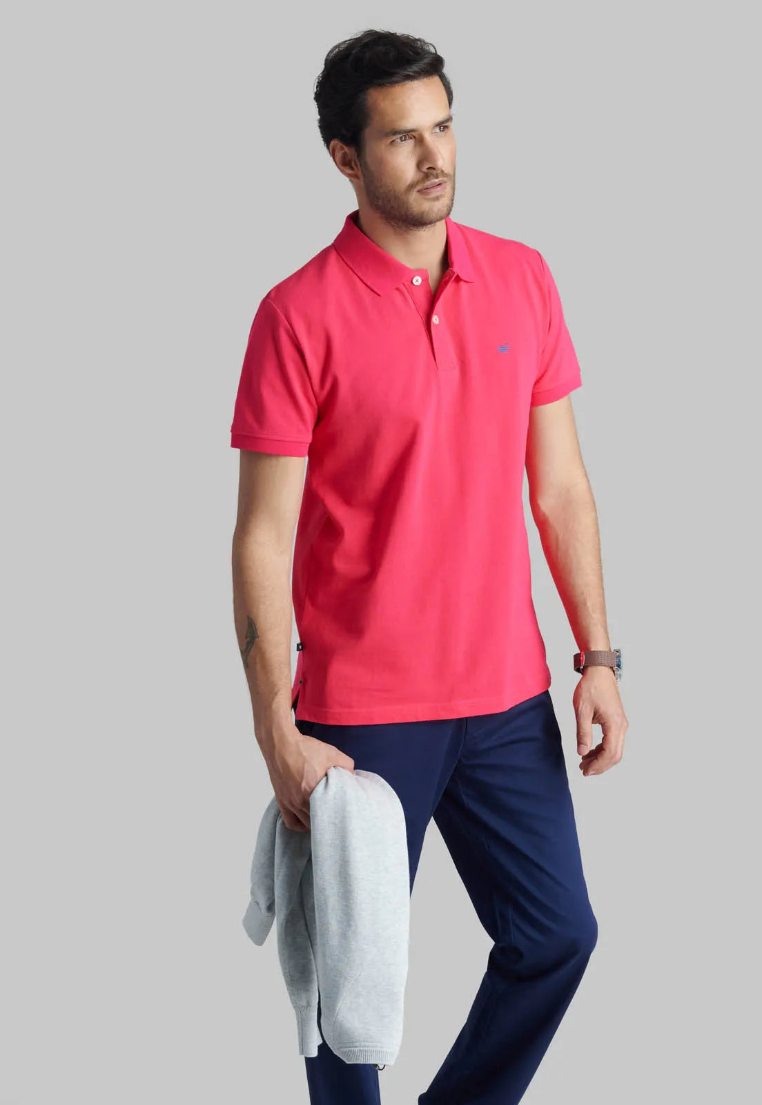 polera-hombre-pique-básica-fucsia