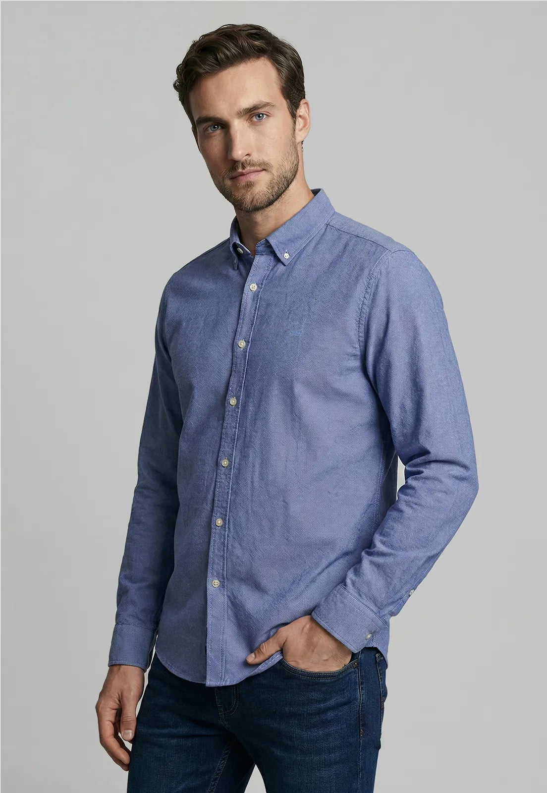 Camisa Hombre Sport Oxford Azul Media Noche