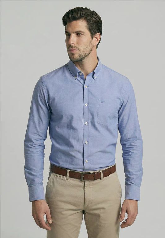Camisa Hombre Smart Casual Oxford Navy Dark