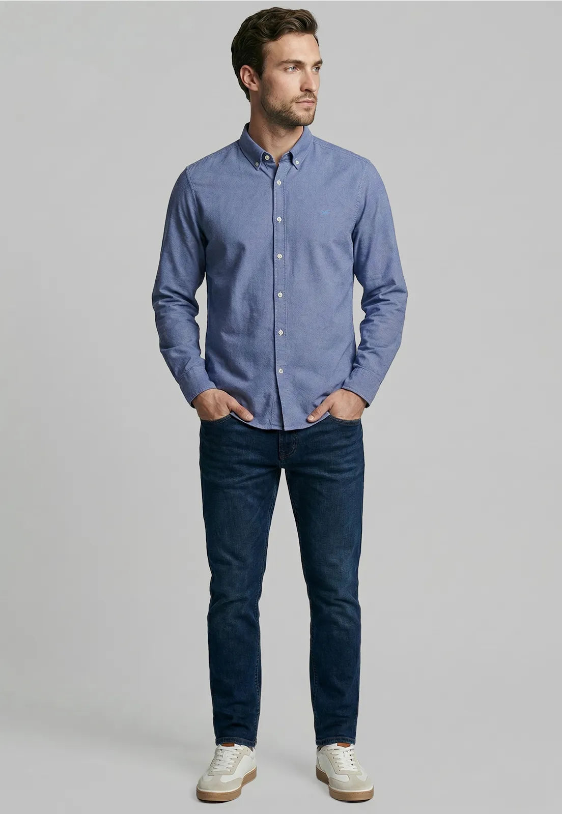 Camisa Hombre Sport Oxford Azul Media Noche