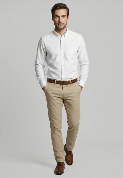 Camisa Hombre Smart Casual Oxford Tiza
