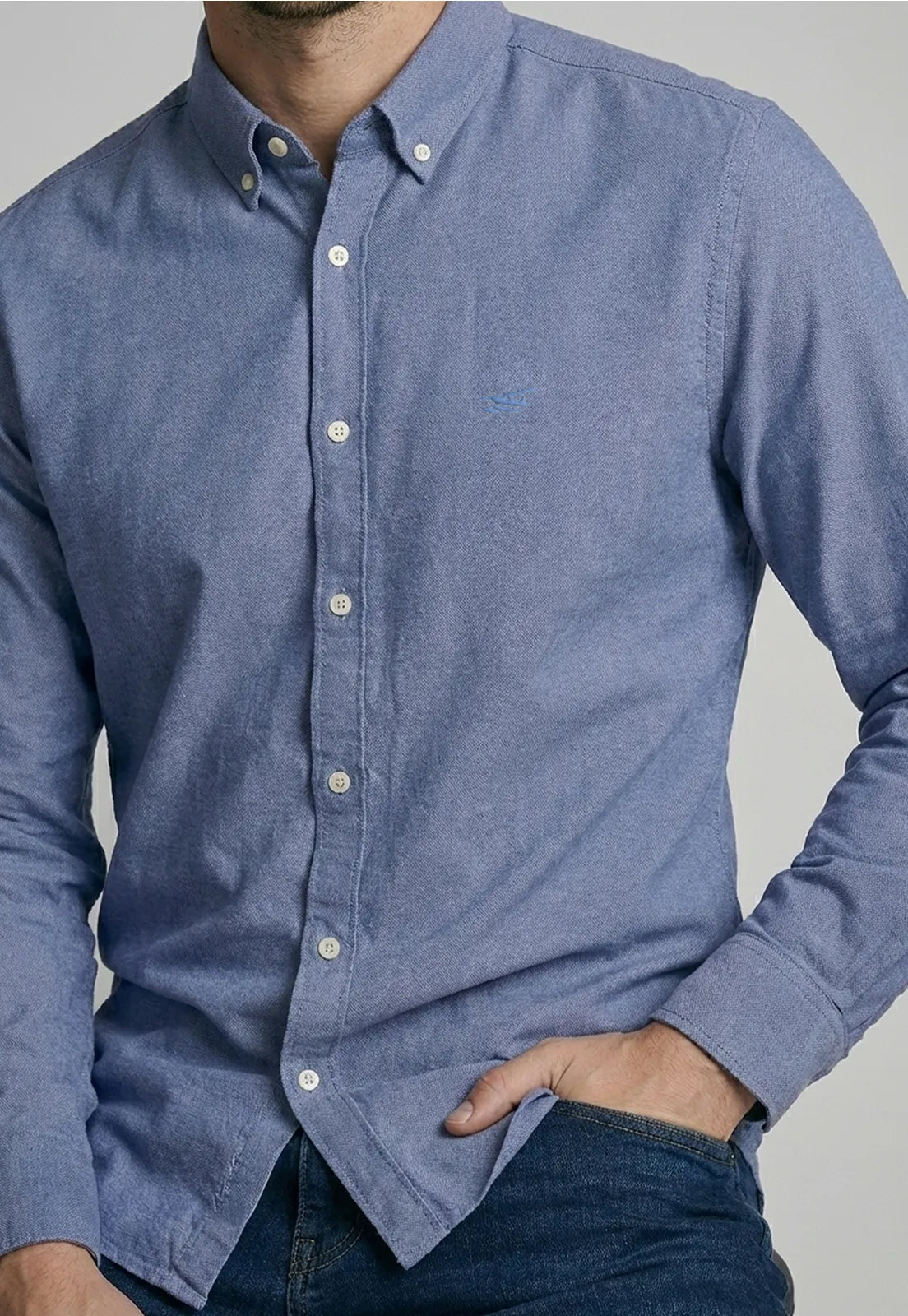 Camisa Hombre Sport Oxford Azul Media Noche