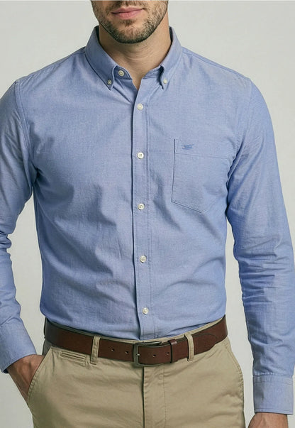 Camisa Hombre Smart Casual Oxford Navy Dark