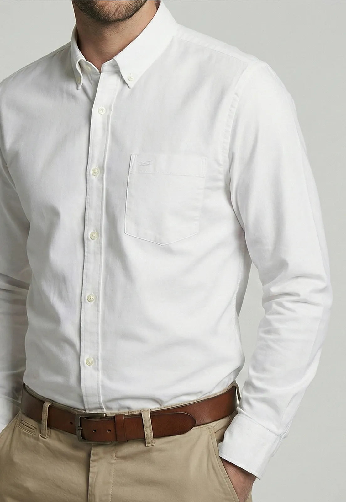 Camisa Hombre Smart Casual Oxford Tiza