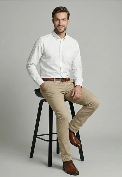 Camisa Hombre Smart Casual Oxford Tiza
