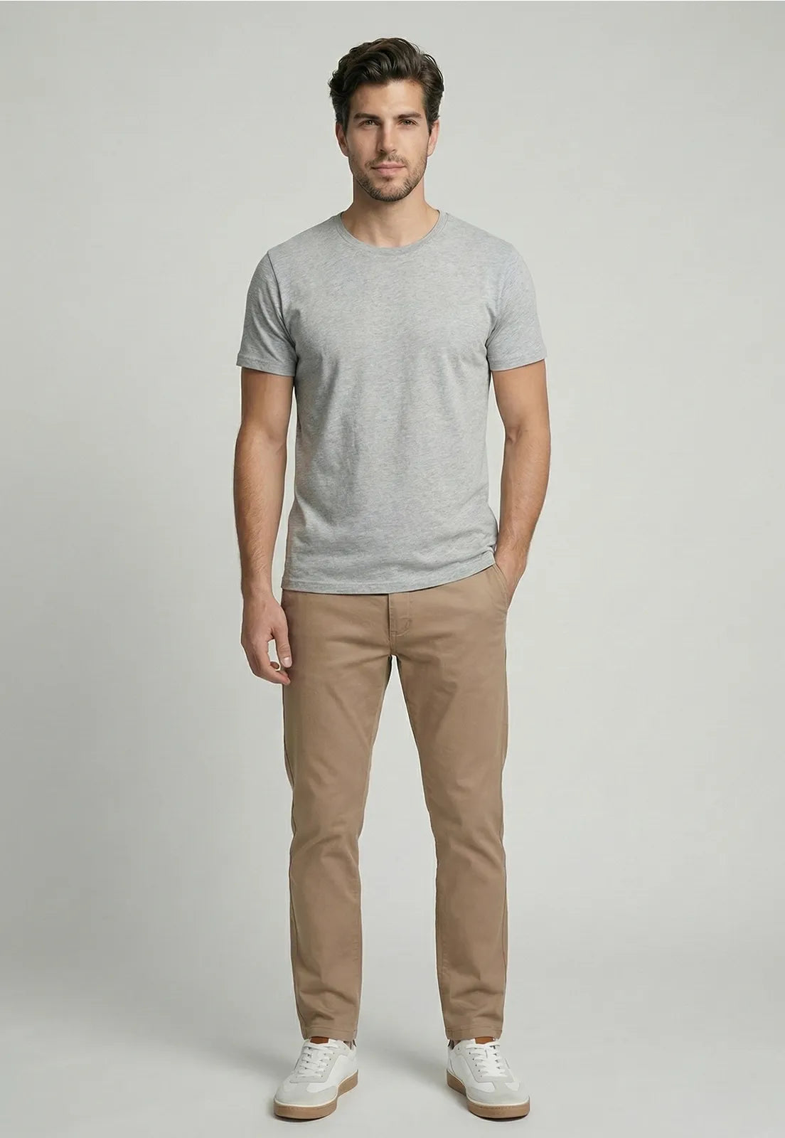 Pantalón Hombre Twill Without Pleats L/33 Beige Claro