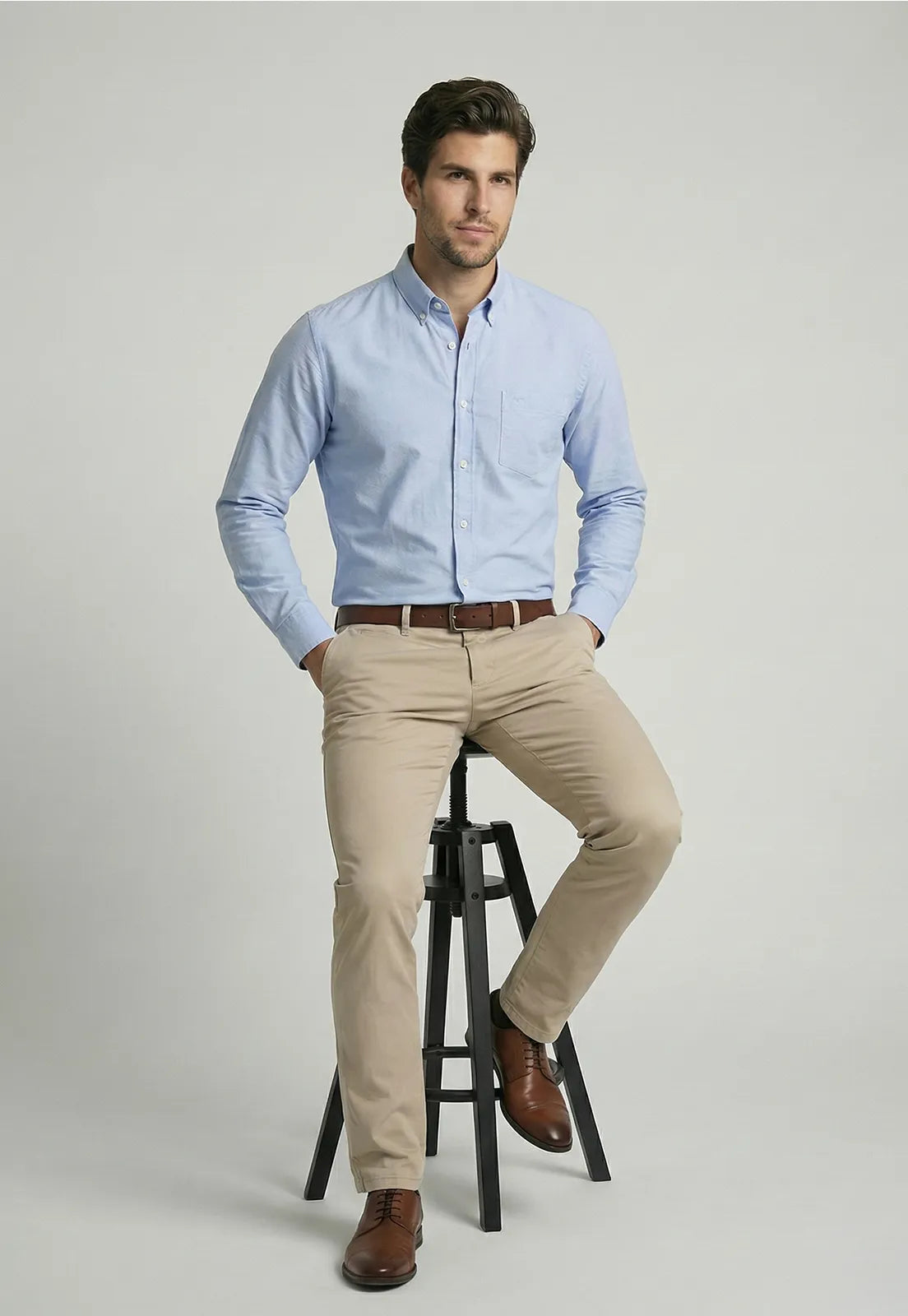 Camisa Hombre Oxford Smart Casual ski