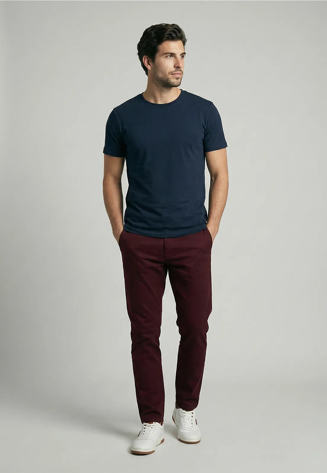 Pantalón Hombre Twill Slim /33 Vino