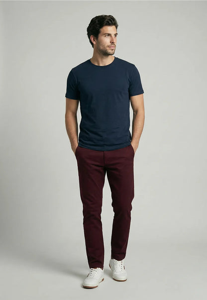 Pantalón Hombre Twill Slim /33 Vino