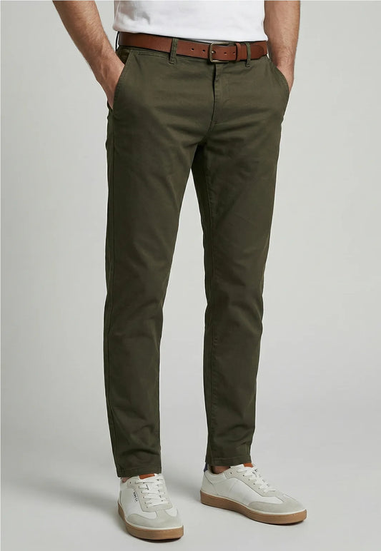 Pantalón Hombre Regular Twill Without Pleats Military