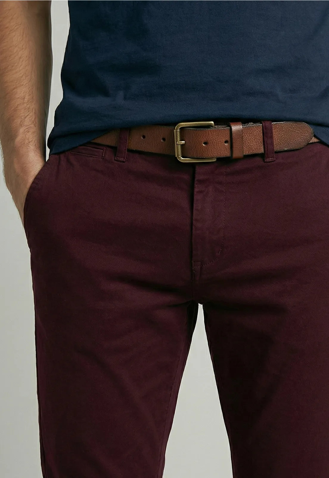 Pantalón Hombre Twill Slim /33 Vino