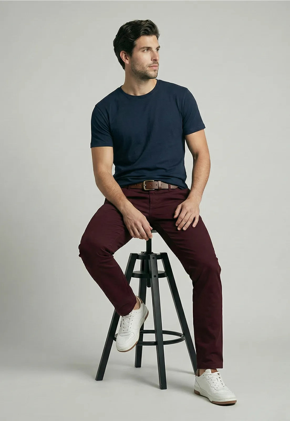 Pantalón Hombre Twill Slim /33 Vino