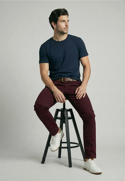 Pantalón Hombre Twill Slim /33 Vino