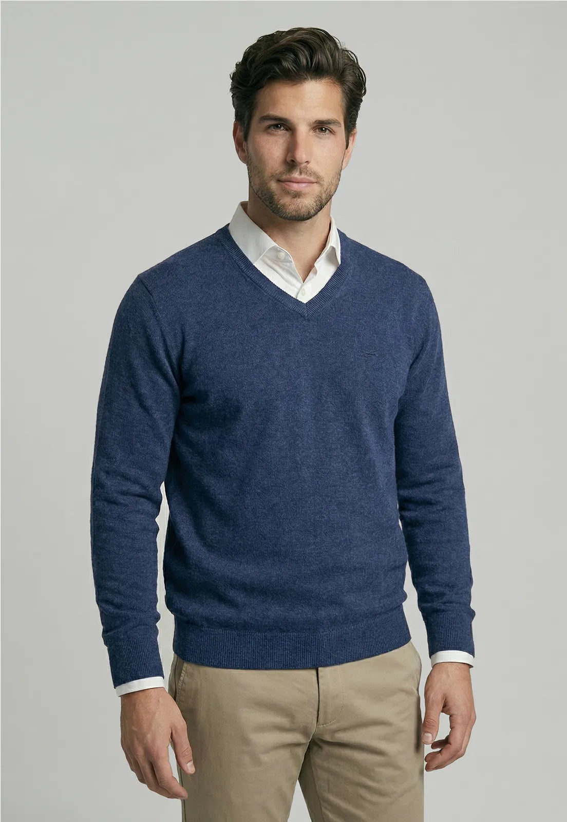 Sweater Hombre Atlanta V-Neck Indigo Melange