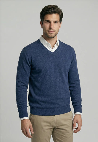 Sweater Hombre Atlanta V-Neck Indigo Melange