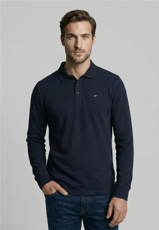 Polera Hombre Básica Pique Navy
