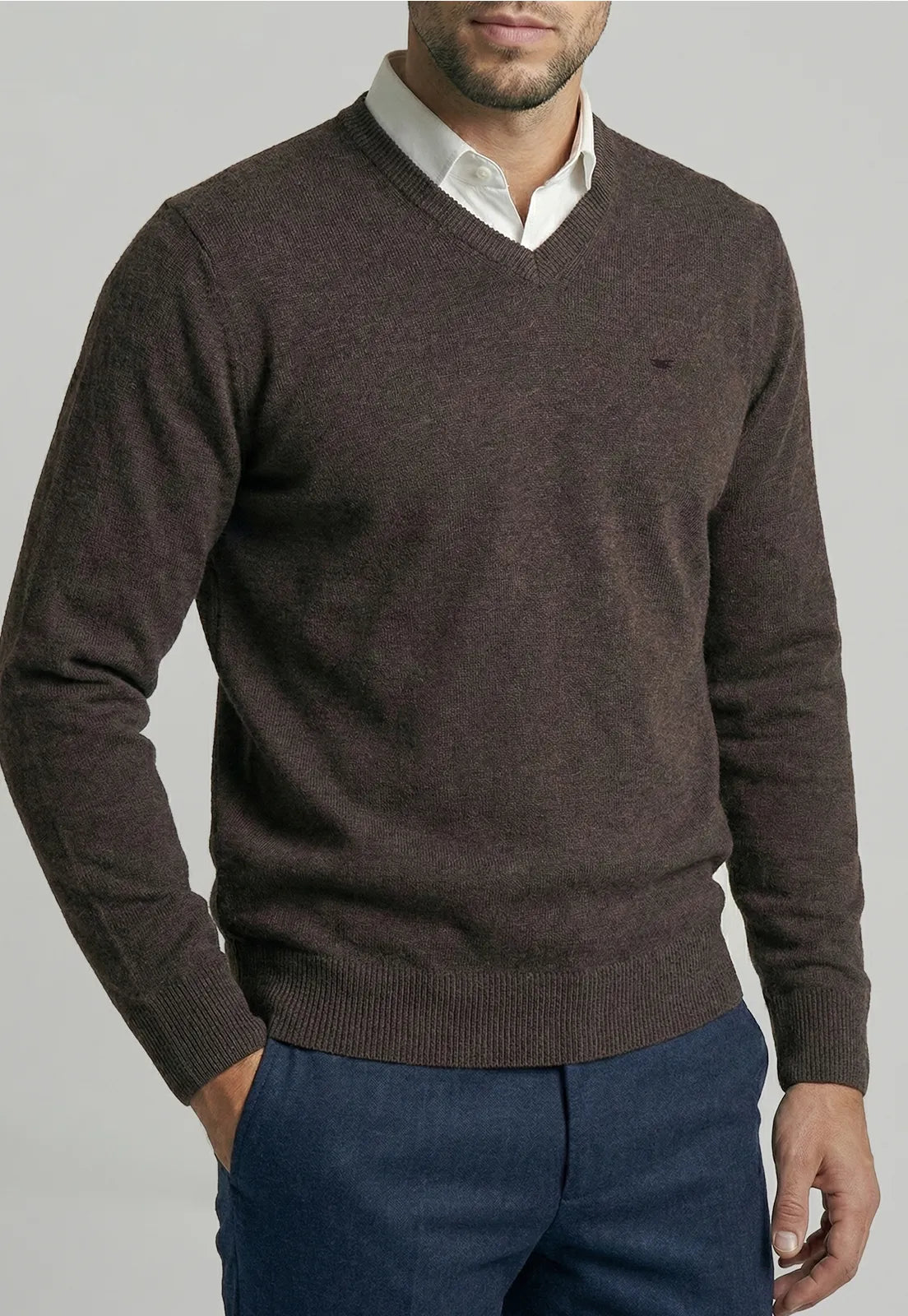 Sweater Hombre Atlanta V-Neck Brown Melange