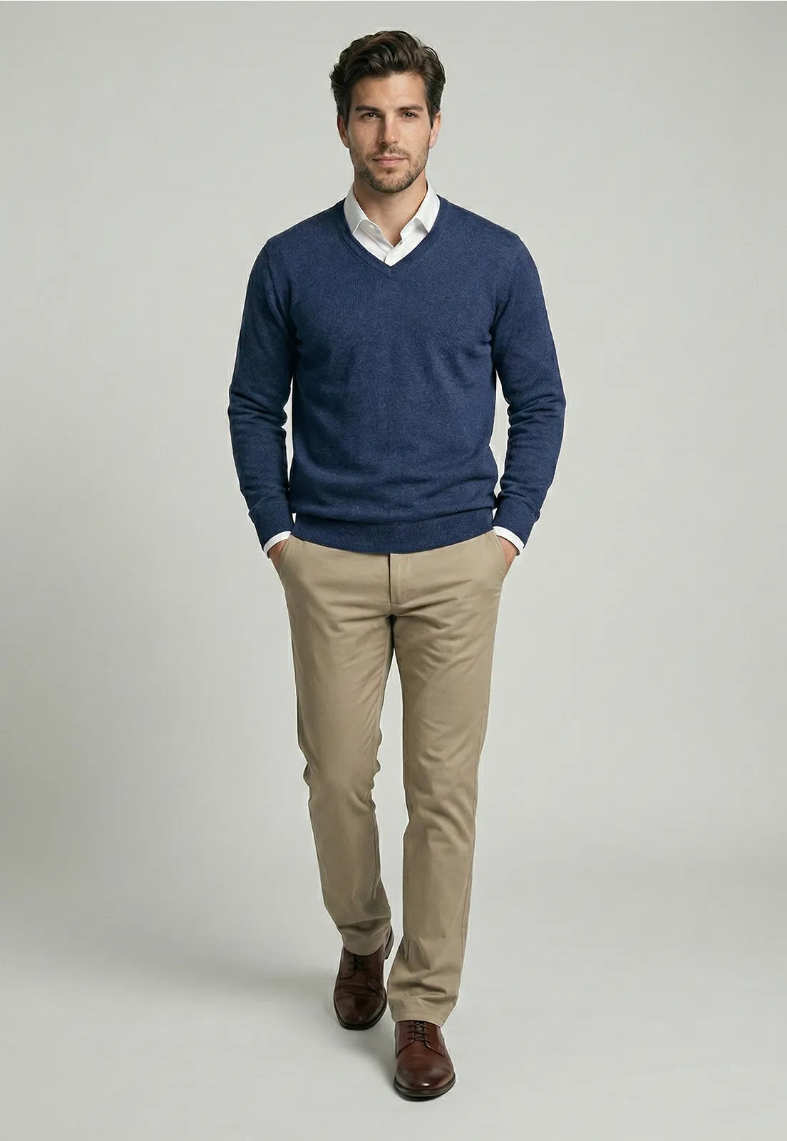 Sweater Hombre Atlanta V-Neck Indigo Melange