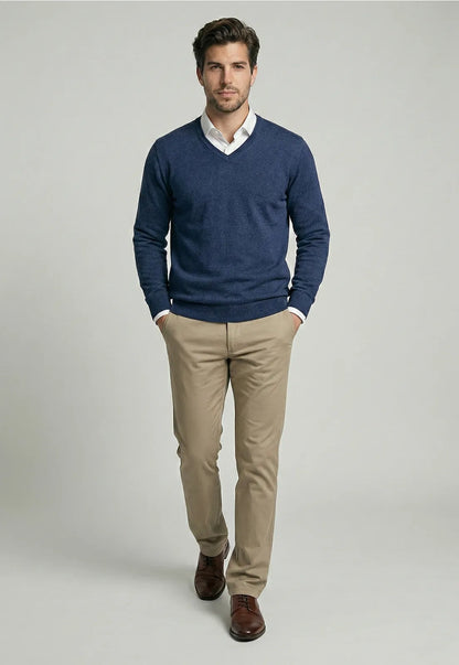 Sweater Hombre Atlanta V-Neck Indigo Melange