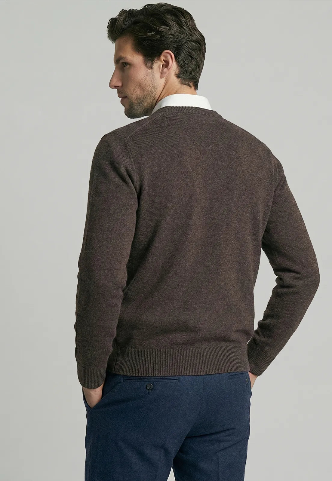 Sweater Hombre Atlanta V-Neck Brown Melange